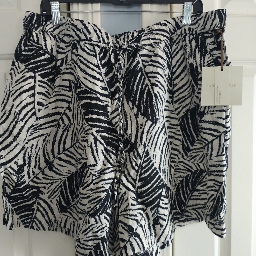 Cynthia Rowley 100percent Linen Tropical Print Shorts 2X - Picture 2 of 12
